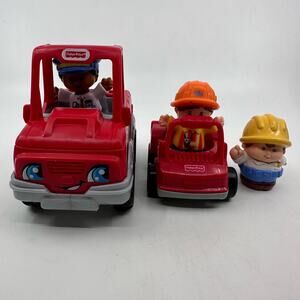 Fisher-Price Little People Wheelies Vehicles Truck & Construction Workers 5 Pcs